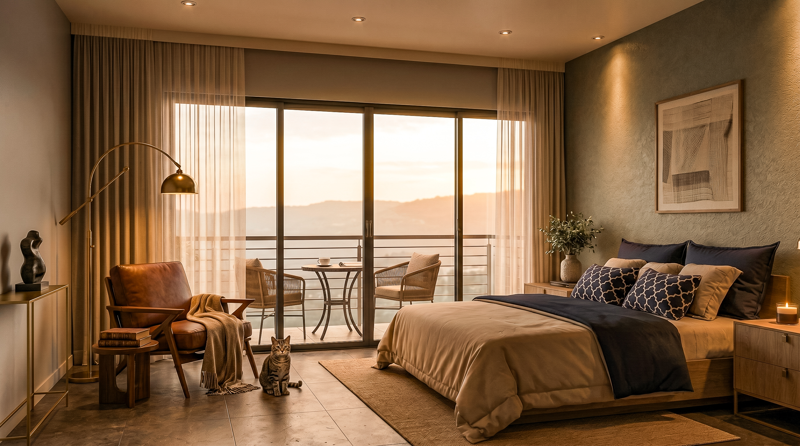 Suíte da Casa DL com decoração contemporânea