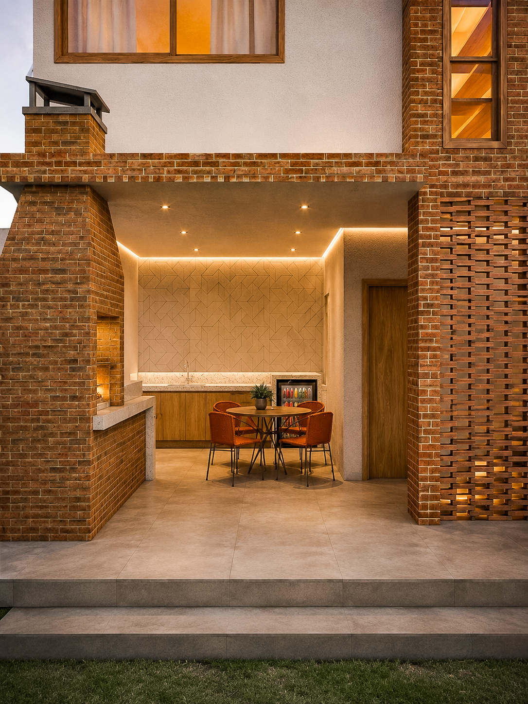 Área externa com varanda gourmet da Casa LC