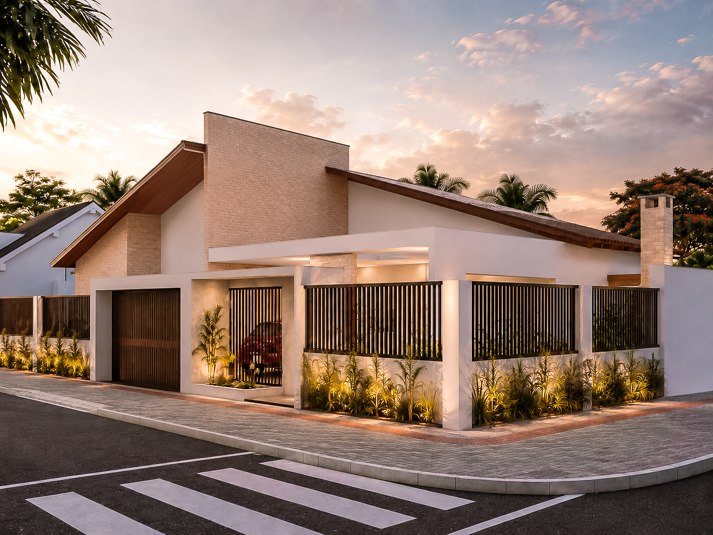 Fachada da Casa Marques, vista de esquina ao entardecer