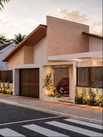 Fachada da Casa Marques, projeto residencial contemporâneo