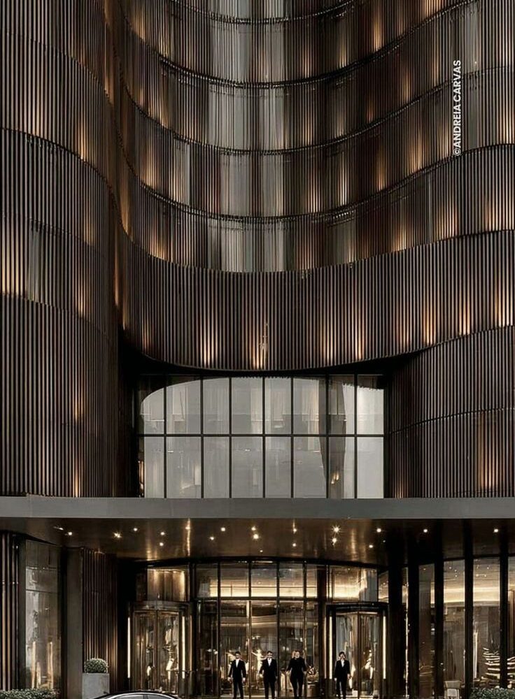 Fachada de hotel com marquise de entrada